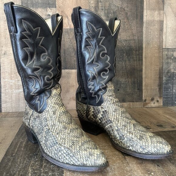 Dan Post Vintage Snakeskin Western Cowboy Boots Mens 10.5 D - Picture 4 of 12